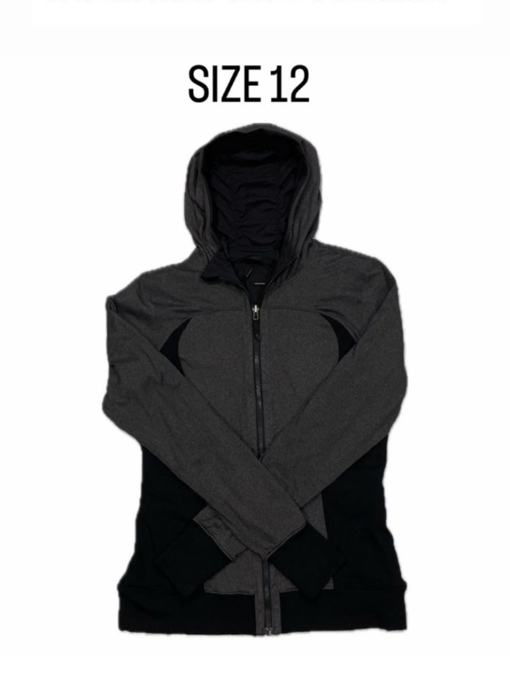 Lululemon Scuba Full-Zip Hoodie - Heathered Charcoal / Black - Size 12